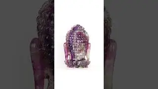 Handcrafted Buddha Head Sculpture in Rare Purple Fluorite