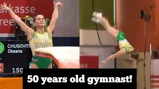 50 year-old Gymnast Oksana Chusovitina comptes in the vault final - Cottbus World Cup 2026