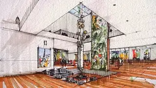 How to Draw a Room in 2-Point Perspective for beginners -interior design