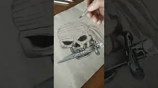 silver pirate skull realistic drawing #art #painting #skull