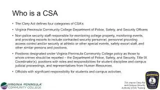 Clery Act and Campus Security Authority Training