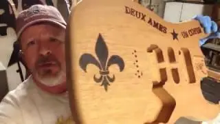 Boudreau Guitars - Finishing Dave's mahogany Strat with Tung oil, Day 1, coats 1&2