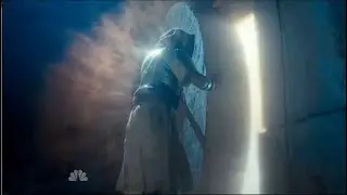 An Angel Rolls back the great stone in front of Jesus Tomb;