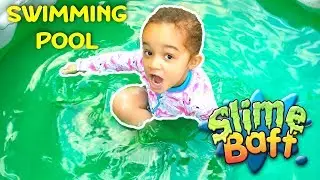 SUPER GROSS SLIME BAFF POOL CHALLENGE WITH TOY OPENING