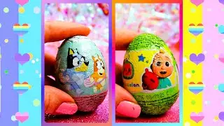 ASMR Cocomelon Bluey Chocolate Eggs Satisfying Unboxing Review ❤️#asmr #cocomelon #bluey #العاب #egg
