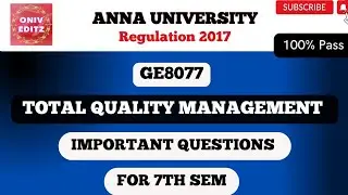 GE8077 Total Quality Management Important Questions | Be Prepare for the Exam 👍
