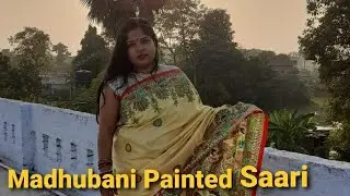 Madhubani Painting|| Mithila Painting on Saari ||