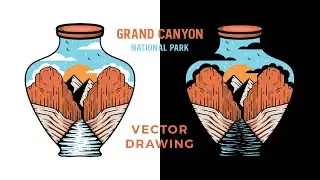 Grand Canyon National Park Sketch and Vector Art | Grand Canyon National Park vector illustration