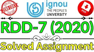 RDD7 IGNOU Solved Assignment PDF 2020 Download, Communication Extension in Rural Development Free
