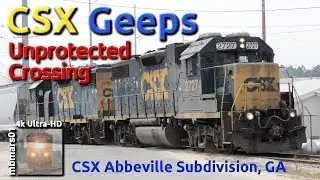 [6h][4k] CSX Geeps and an Unprotected Crossing, Elberton, GA 03/24/2019