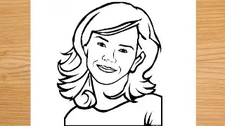 How to Draw Emma Watson Line Sketch || Emma Watson face Drawing