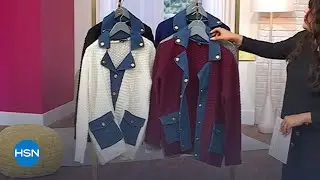 Antthony Mixed Media Denim Trim Sweater Jacket | HSN