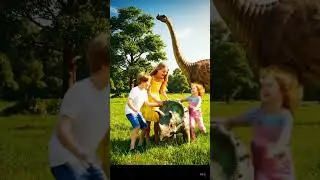 Cute kids playing with a dinosors #animation #funny #comics #art #superfun