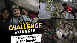 Overnight camping in jungle | group camping  | built a shelter and spending night 
