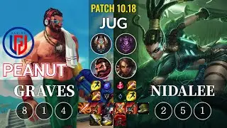 LGD Peanut Graves vs Nidalee Jungle - KR Patch 10.18