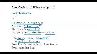 I am Nobody Who are You| Emily Dickinson| Summary, Explanation, Analysis and Themes| Urdu/ Hindi|