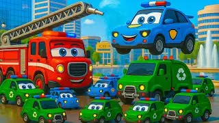 Garbage Chaos! Vehicles Team Saves the Police Car 🚓💪 | Funny Police Car & Vehicles Team Adventure