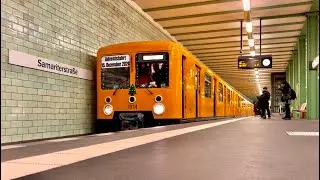 Adventsfahrt des historischen E III/5U U-Bahnzuges im Bahnhof Samariterstra&szlig;e
