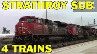 Railfanning Strathroy Sub With 4 CN Trains Sarnia Ontario