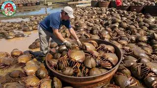 Million Dollars Horseshoe Crab Harvest Line - Getting Eggs & Fertilization Horseshoe Crab Process