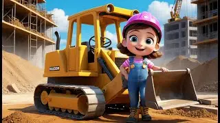 Bulldozer at the Building Site | Kids Construction Song | Push, Dig, Build Rhyme