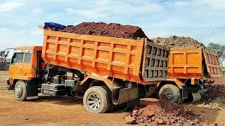 MOBIL TRUK MITSUBISHI FUSO AMBLAS BONGKAR MUATAN FULL Bak Tanah Timbunan 