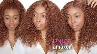 UNICE HAIR AMAZON PRE EVERYTHING GINGER BROWN JERRY CURLY WIG | 13X4 FULLY GLUELESS WIG INSTALL