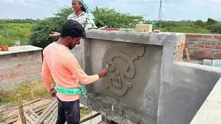 Creative OM Art Design Plastering _Front Parepet  Wall Cement Border Plastering Accurately