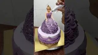 Beautiful purple Barbie doll cake making #BarbieDollCake #shorts #trending