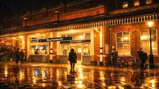 Bournemouth Evening Rain Walk 🌧️ 4K ASMR Ambient Rain Sounds No Music