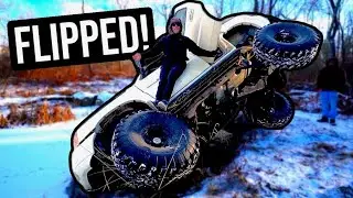FLIPPING My MUD TRUCK Into A FROZEN POND.
