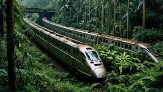 Abandoned Bullet Trains in the Jungle | AI-Generated Post-Apocalyptic Train Ruins