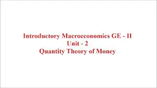 Quantity Theory of Money
