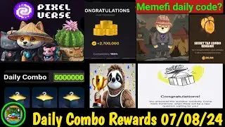 Daily Combo Rewards | Gems Combo Reward | 7 August 24 Rewards | Pixel Tap Combo | Time fram Reward |