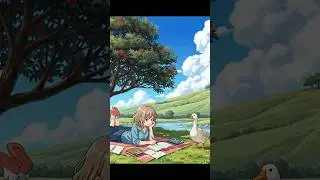 Peaceful Outdoor Study Session | Anime Slice of Life #calm #naturesounds #shorts #relaxing #enjoy