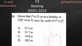 MTH _ Simple question on Bearing _ WAEC 2024