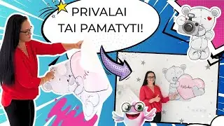 Kaip papuošti sieną sienų lipduku – Meškiukas su širdute ir vardu