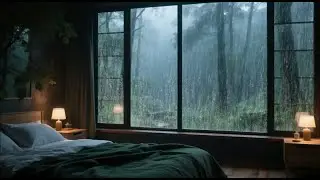 Relaxing Rain on Glass | Cozy Rainy Morning in a Forest View Bedroom for Sleep, Study, or Calm Focus