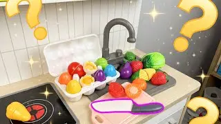 Learn Fruits and Vegetables for 1 hour! 🍎🌽 Cutting Toy Food with Velcro | Educational Video for Kids