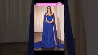 Cape sleeves gown#ytshots #viralvideo #sleevelesss #gown