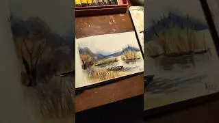 Loose Watercolor Landscape | Art Transition | #shorts #art #fypシ #drawing #painting