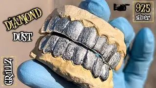 Real 925 Sterling Silver Full Diamond Dust Grillz Set Handmade Eight on Eight Teeth Bling Cartel