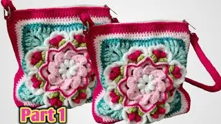 💥🥰 Multicolour Beautiful floral bag Tutorial #crochet #crochetpatterns #diy #crochetprojects 