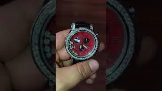 MENS BENNY & CO DIAMOND WATCH 4.00 CARATS FLOATING DIAMONDS RED DIAL