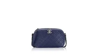 Chanel Lambskin Coco Boy 25 Large Camera Bag Cobalt Blue