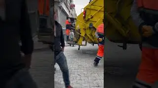 Istanbul Turkey garbage collection in small narrow streets