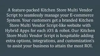 Kitchen Store Multi Vendor Script - ScriptStore