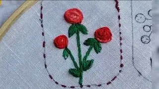 Very beautiful embroidery rose design in 5 very easy step . Embroidery tutorial  🪡