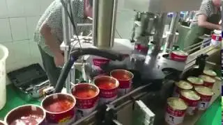 Fully auto tomato ketchup sauce tin can filling sealing machine