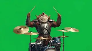The armored ram is playing the drums 4k green screen VFX